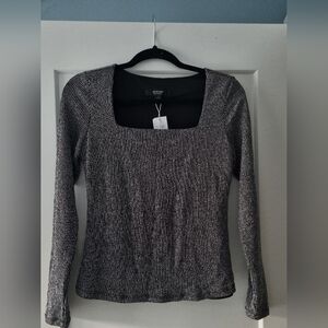Ever New Black and Silver Long Sleeve Top
